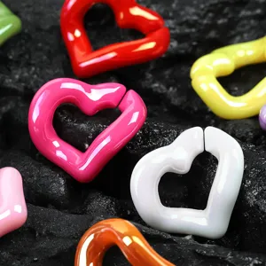 Colorful glossy acrylic heart chain links for DIY jewelry making, phone charms and keychains.