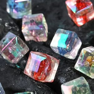 Kleurrijke acryl vierkante losse kralen holografische kubus bedels voor DIY telefoon ketting