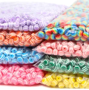 1000pcs candy colorful striped beads resin loose beads for DIY bracelets jewelry making