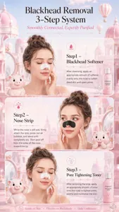 KORMESIC Blackhead Removal 3-Step System with Nose Strips and Pore Tightening Toner