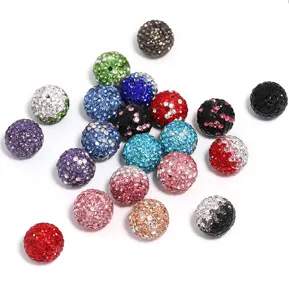 Colorful 16mm Shamballa clay rhinestone beads for DIY jewelry making and craft projects.