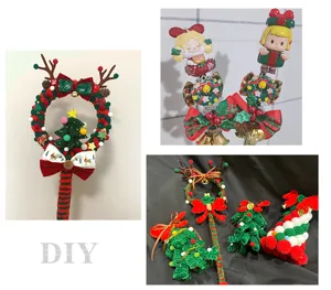 Χριστούγεννα χειροποίητα DIY στεφάνι δέντρο βελούδινο ραβδί εορταστικό δώρο διακοσμητικά.