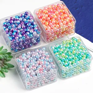 Cuentas perlas sirena degradado accesorios joyería DIY, 4 cajas transparentes cuentas sueltas principales