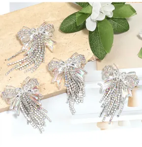 Gorgeous rhinestone bow tassel DIY charm pendant for jewelry making and phone strap decor