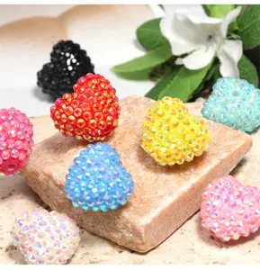 Bunte glitzernde Herz Kunstharz Strass Perlen für DIY Perlenstifte Schlüsselanhänger