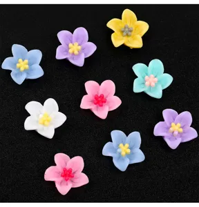 Colorful resin five-petal flowers for nail art and phone case DIY accessories charm
