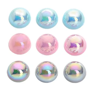 Perle mezzo tondo ABS piatte cabochon resina effetto AB per creazioni artigianali.