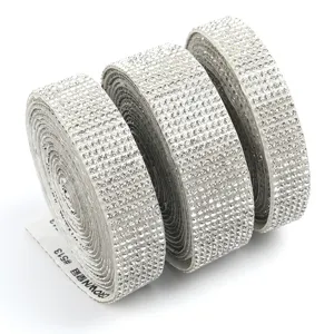 Self-adhesive rhinestone ribbon strip, multi-row sparkly crystal mesh trim for DIY crafts.