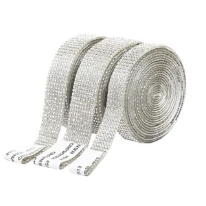 Self-adhesive rhinestone ribbon wrap bling crystal mesh roll for DIY crafts and accessories