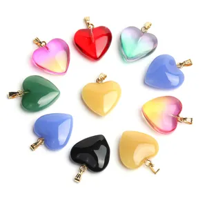 Jelly Τσεχικό Γυαλί Lampwork Μενταγιόν Καρδιά Με Μεταλλικό Κρίκο Για DIY Κολιέ Βραχιόλι Κατασκευή Κοσμημάτων Αξεσουάρ