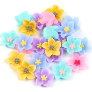 Colorful 3D resin five-petal flowers, perfect for DIY nail art and phone cases.