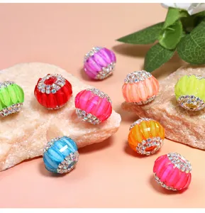 Colorful rhinestone pumpkin beads for handmade DIY crafts, jewelry making, and phone chains.