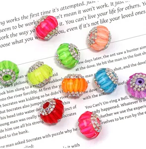 Colorful resin rhinestone pumpkin beads for DIY jewelry making, phone chains and crafts.