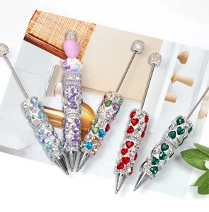 Set από πολυτελή στυλό DIY με στρασάκια, λαμπερές κρυστάλλινες καρδιές και σχέδια.