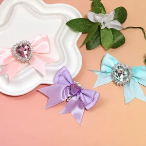Breloques Nœud en Ruban de Satin Fait Main Avec Perle Cœur en Strass pour la Fabrication de Bijoux DIY Accessoires de Chaînes de Téléphone