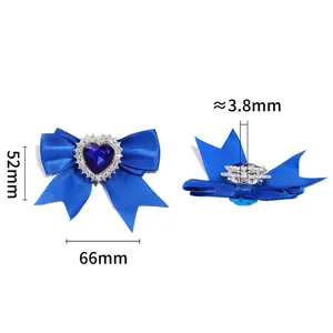 Pendentif nœud ruban bleu avec cœur en cristal accessoires bijoux DIY porte-clés