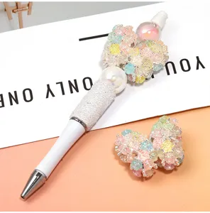 Penna a sfera di perle fatta a mano con squisito design di fiori di camelia, elegante cancelleria.