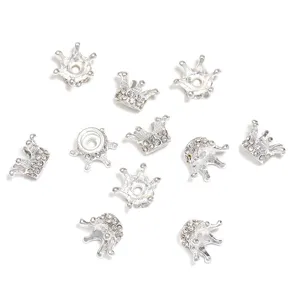 Abalorios espaciadores corona estrás plateados para joyería DIY pulseras y manualidades.