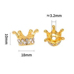 Abalorio espaciador corona oro estrás aleación DIY fabricación joyas componente