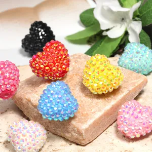 Bling Herz Harz Perlen Strass Lose Abstandshalter Kugel Perlen Bunte Bastelbedarf Charm Für DIY Stift Schlüsselanhänger Machen Mode Accessoires