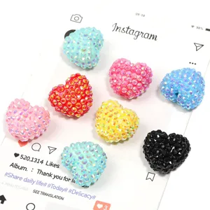 Bunte Harz Strass Herz Perlen für DIY Handwerk, Schlüsselanhänger und Schmuck Zubehör.
