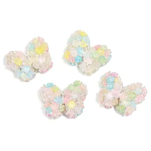 Ciondolo farfalla con perline di camelia colorata in lega accessorio di gioielleria per catena telefono.