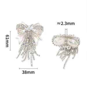 Shiny crystal rhinestone bow tassel DIY pendant charm for phone chain necklace accessory