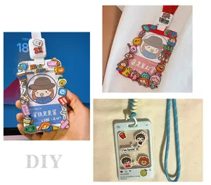 Porte badge in acrilico DIY custodia protettiva per carta d'identità con cordino