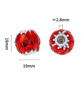Shiny red rhinestone beaded charms for DIY jewelry accessories with 18x19mm size.