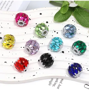 Colorful crystal rhinestone beads, sparkly diamond charm details for DIY jewelry crafting.