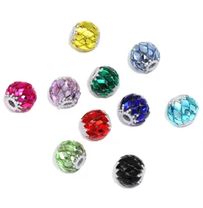 Colorful diamond rhinestone sphere beads with pearl edge, perfect for DIY jewelry and phone charms.