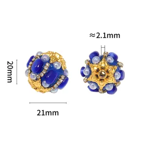 Exquise breloque perlée de style occidental perle en vrac accessoire de bijoux DIY avec strass.