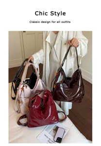 PU leather convertible shoulder bag versatile commuter backpack casual daily tote bag.
