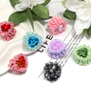 DIY pendentif cœur tulipe strass argile accessoires pour chaîne de téléphone portable bijoux.