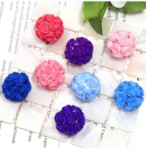 Perles fleurs rose simulation argile boules couleur mélangée accessoires bijoux détail