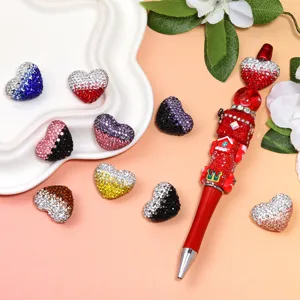 Verlauf Strass Herz Perlen und DIY Perlen Stift Set, glitzernde Kristall Mode Schmuck Accessoires.