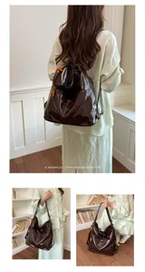 Women PU leather convertible backpack retro shoulder bag casual commuter daily versatile tote bag