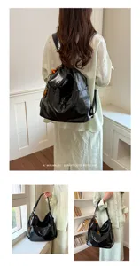 PU leather waterproof convertible backpack and shoulder bag for women, stylish daily commute choice.