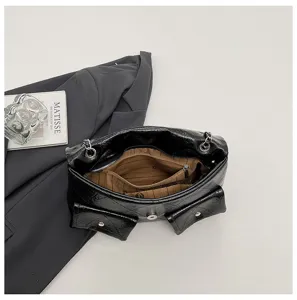 Elegante schwarze gesteppte Kettentasche Schultertasche mit mehreren Taschen fur Damen