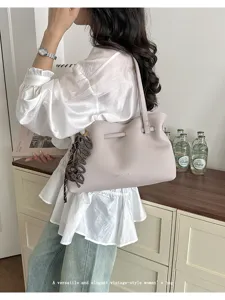 Elegante borsa a mano grigia capiente per donna, borsa a spalla versatile stile vintage.