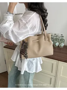 Borsa tote da donna in stile vintage elegante e versatile, grande borsa a spalla.