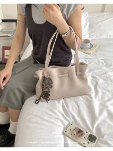 Borsa shopper beige minimalista donna stile vintage borsa a spalla casual grande capacita quotidiano