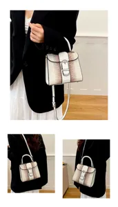 Vintage snake pattern women's handbag Kelly style shoulder crossbody bag casual chic daily use