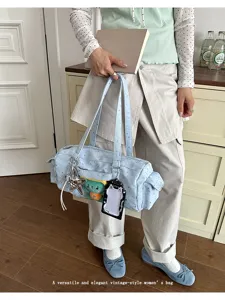 Japanese style cute star pattern canvas shoulder bag large capacity casual daily ita tote bag