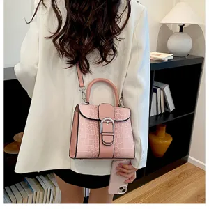 Roze krokodillenpatroon Kelly handtas vrouwen stijlvolle schoudertas crossbody tasje