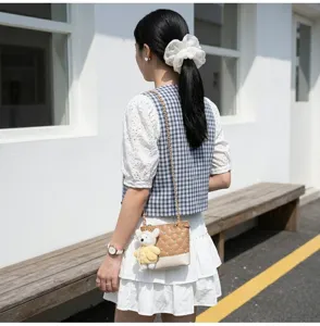 Womens fashion rhinestone quilted bucket bag stylish cute crossbody shoulder bag with chain.