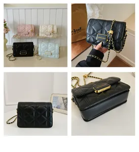 Detailed views of women quilted chain shoulder bag, elegant fashion crossbody bag