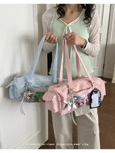 Japanese cute ita bag shoulder tote large capacity clear window star pattern casual daily bag