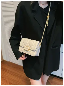Chic quilted crossbody bag for women, elegant chain strap shoulder bag with fashion clasp.