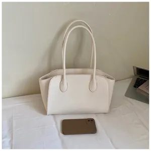 Large capacity commuter tote bag, stylish solid color shoulder bag for women daily use.
